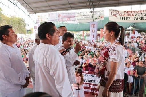 Claudia Sheinbaum es nombrada como ''La hermana mayor” por representantes de los pueblos mayas de Quintana Roo