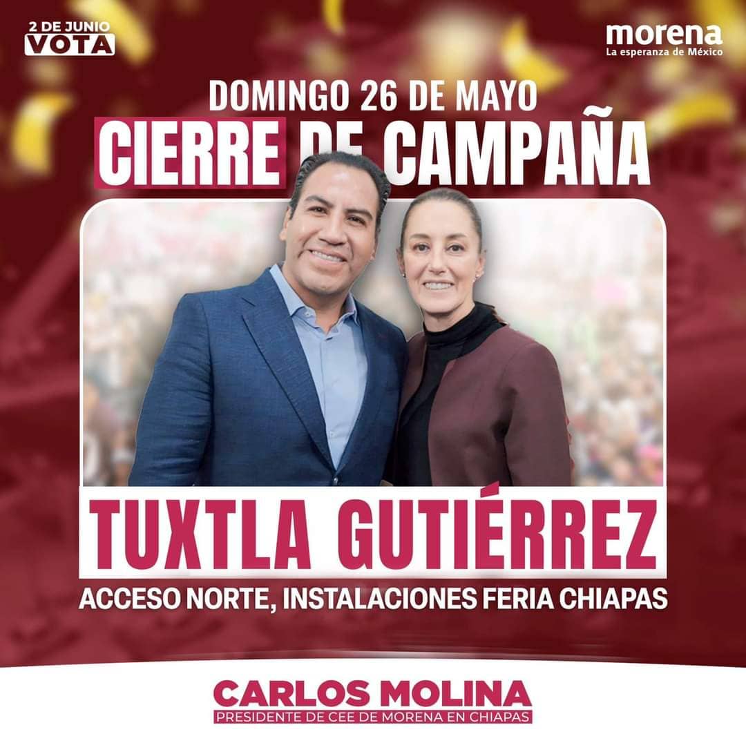 Llama Molina a cerrar filas con Claudia Sheinbaum este domingo 26 de mayo