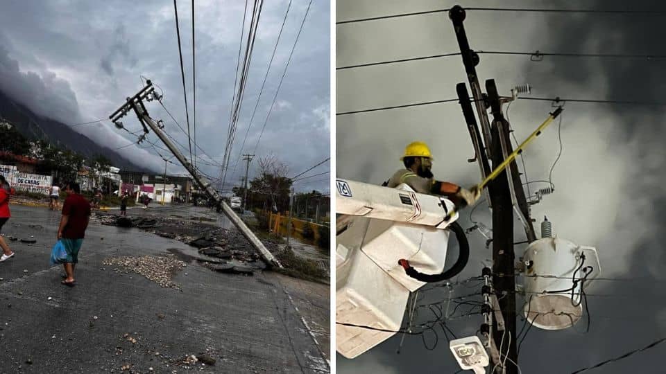 CFE restablece suministro eléctrico al 80% tras afectaciones por tormenta tropical Alberto