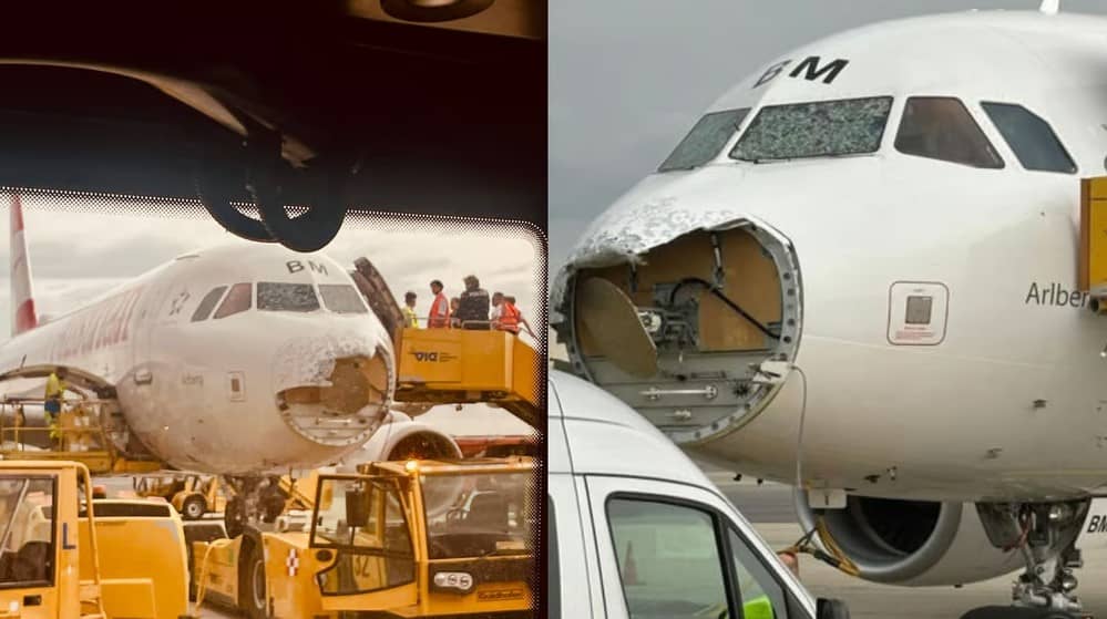 Impactante granizada destroza la nariz y el parabrisas de un avión en pleno vuelo