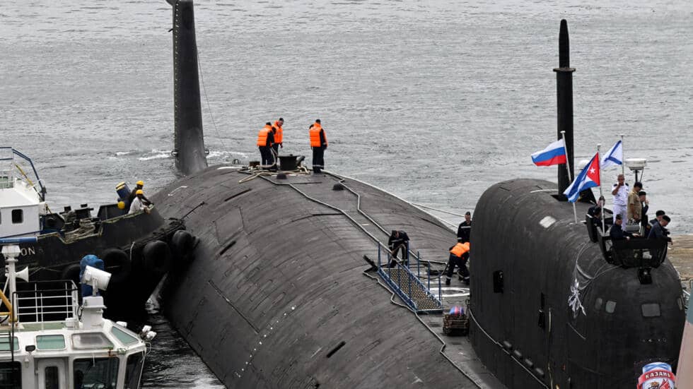 Submarino nuclear ruso Kazan abandona la bahía de La Habana