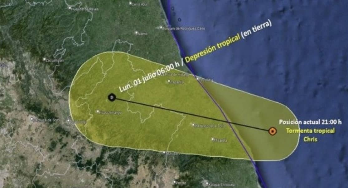 Chris se degrada a depresión tropical; alertan por lluvias torrenciales y fuertes