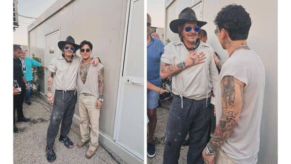 Christian Nodal presume fotos con Johnny Depp y fans aseguran que se parecen