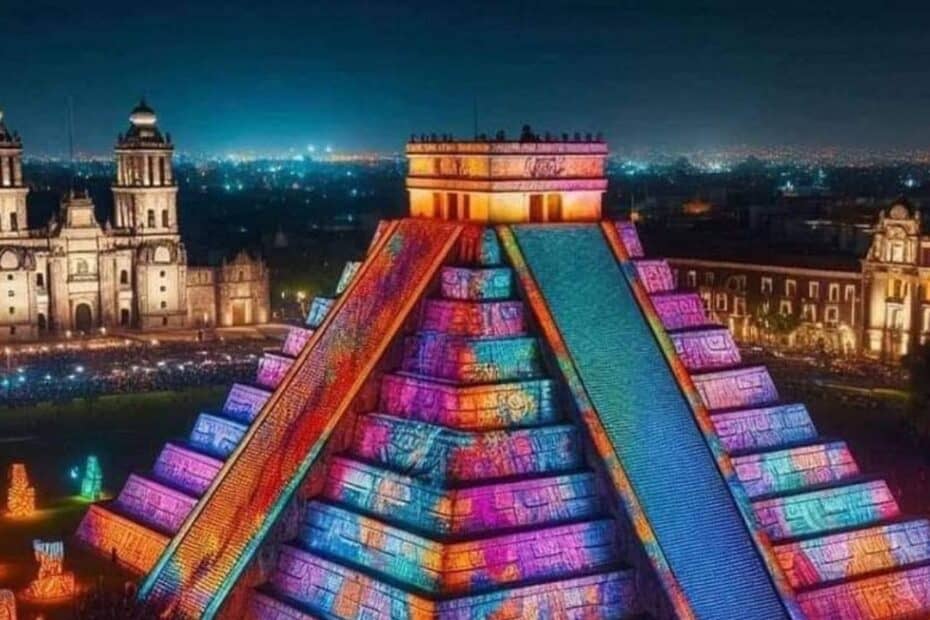 Así de espectacular luce Pirámide Maya en el Zócalo CDMX; aquí lo que debes saber