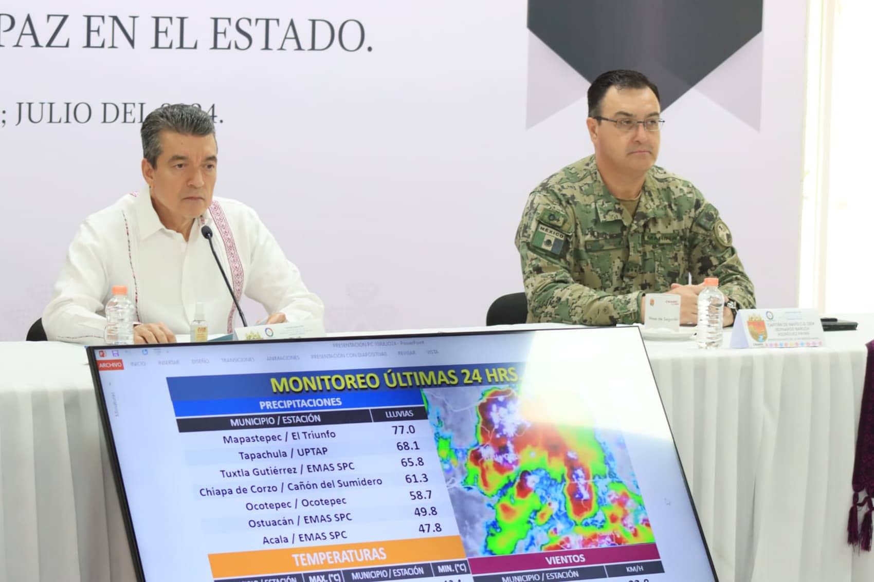 Todas las autoridades están atentas para proteger a la población ante lluvias en Chiapas: Rutilio Escandón