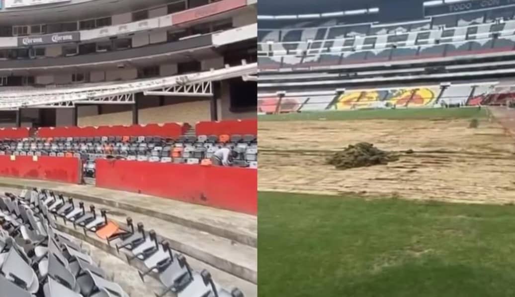 El estadio Azteca ya luce sin pasto y sin algunas butacas tras el inicio de la remodelación