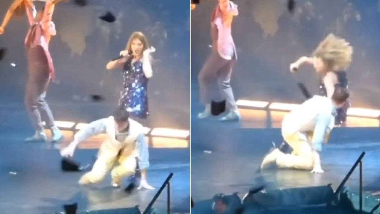 El bailarín de Taylor Swift bromea sobre su caída en Wembley: ¿Viste cómo no hice tropezar a la jefa?