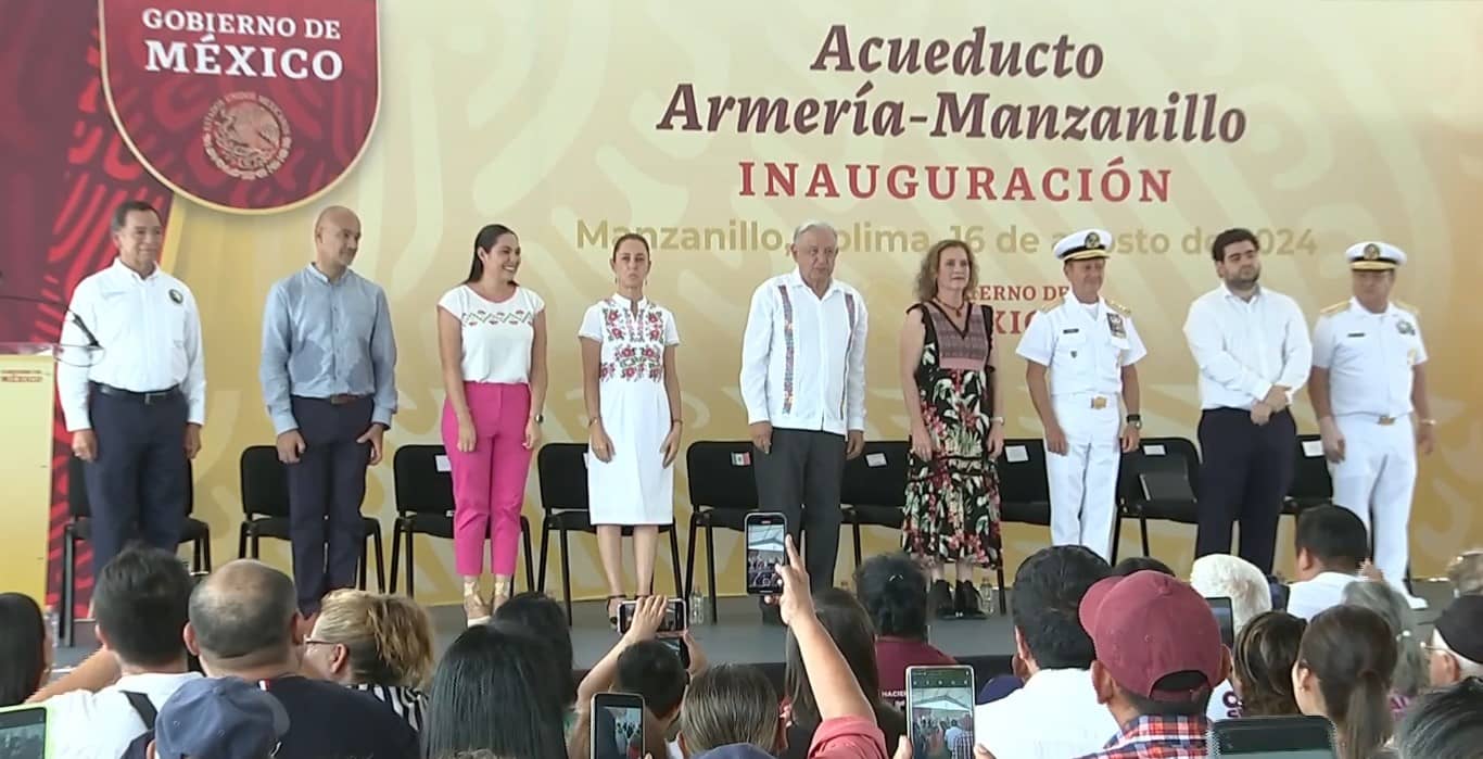 AMLO reconoce gestión de Marina en puertos en inauguración del acueducto Armería-Manzanillo