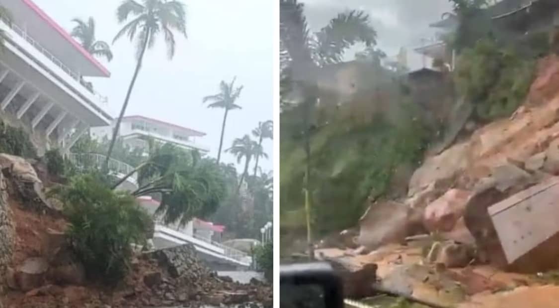 Huracán 'John': Cae muro del Hotel Las Brisas en Acapulco