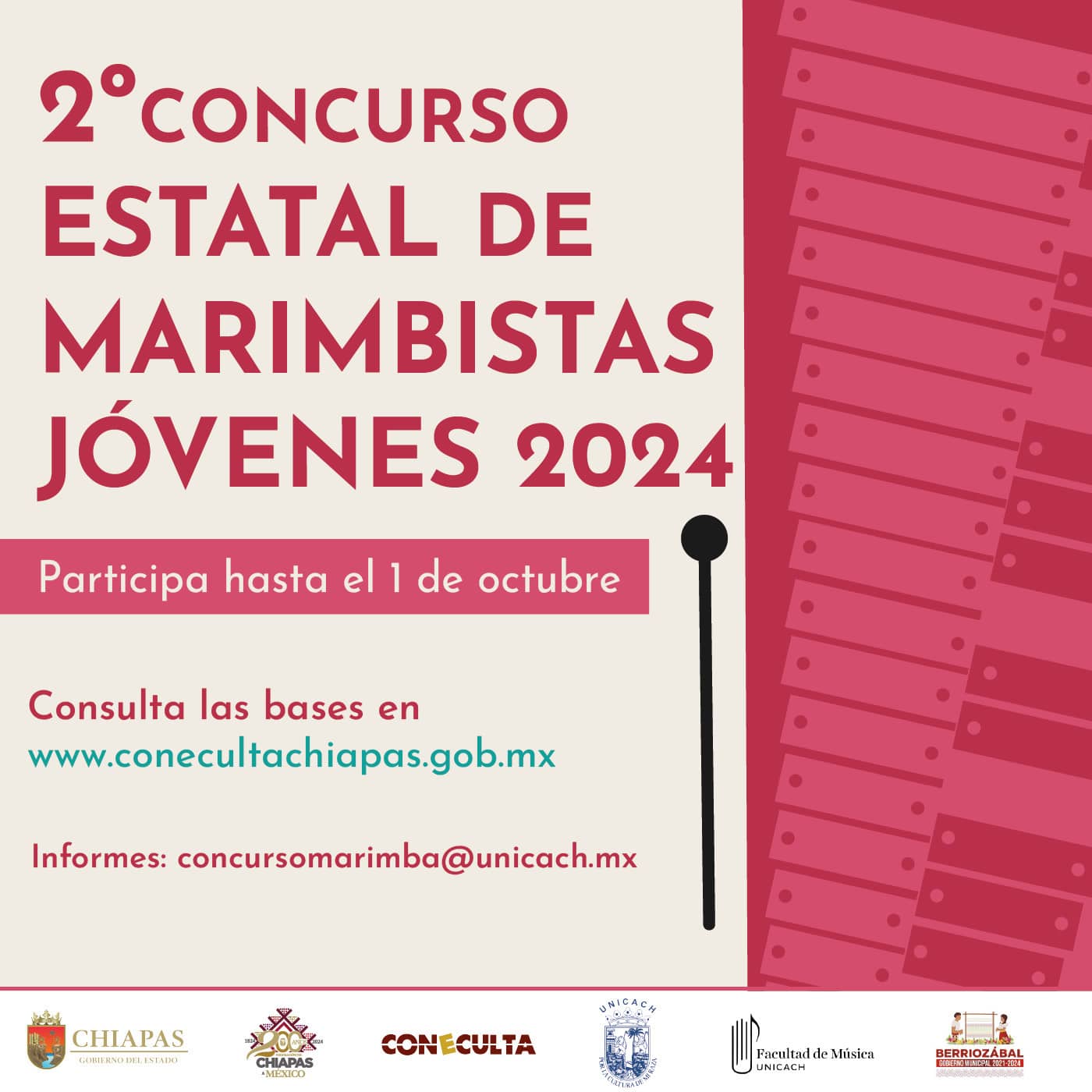 Coneculta convoca a participar en el Segundo Concurso Estatal de Marimbistas Jóvenes