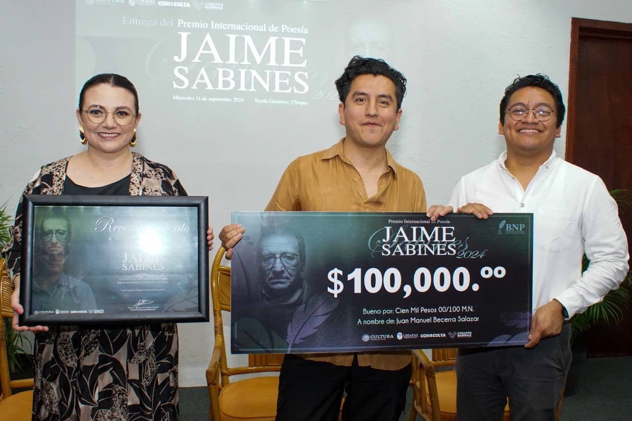 Coneculta entrega Premio Internacional de Poesía Jaime Sabines 2024