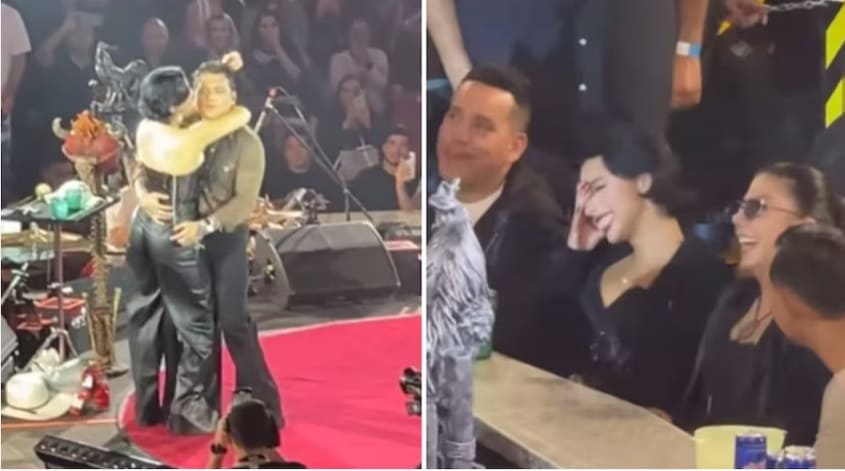 Tras crisis de salud, Christian Nodal regresa así a los escenarios en compañía de su esposa Ángela Aguilar