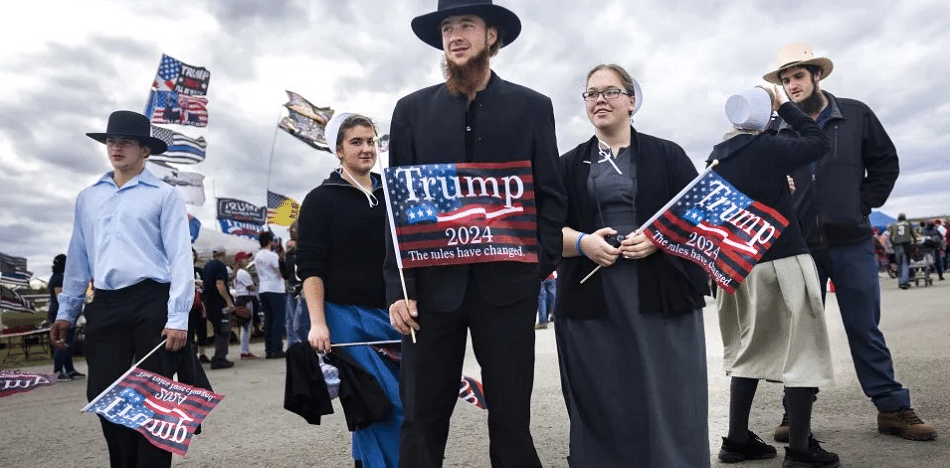 AMISH YENDO A VOTAR