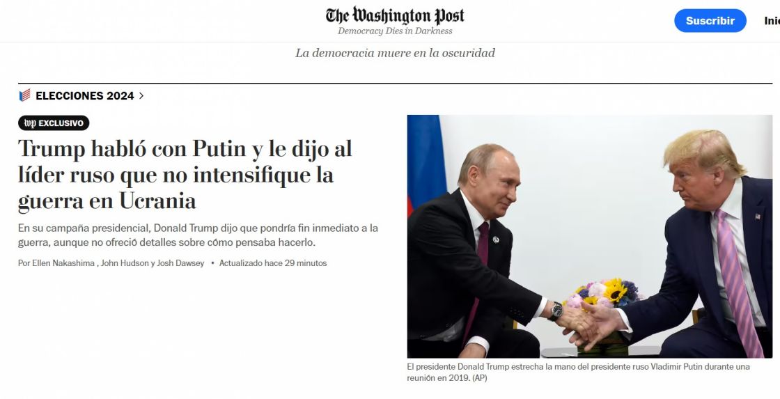 The Washington Post ‘inventa’, Putin y Trump no han conversado, dice Rusia