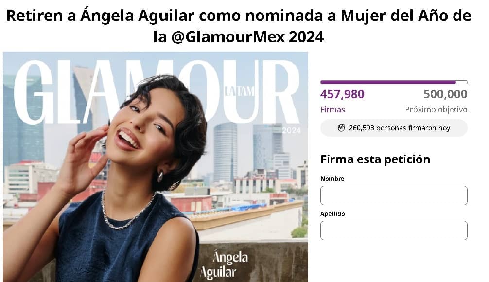 ¿Ángela Aguilar perdió el título de ‘Mujer del año? La revista borró su publicación de redes sociales; Change.org lleva casi 500 mil firmas recolectadas