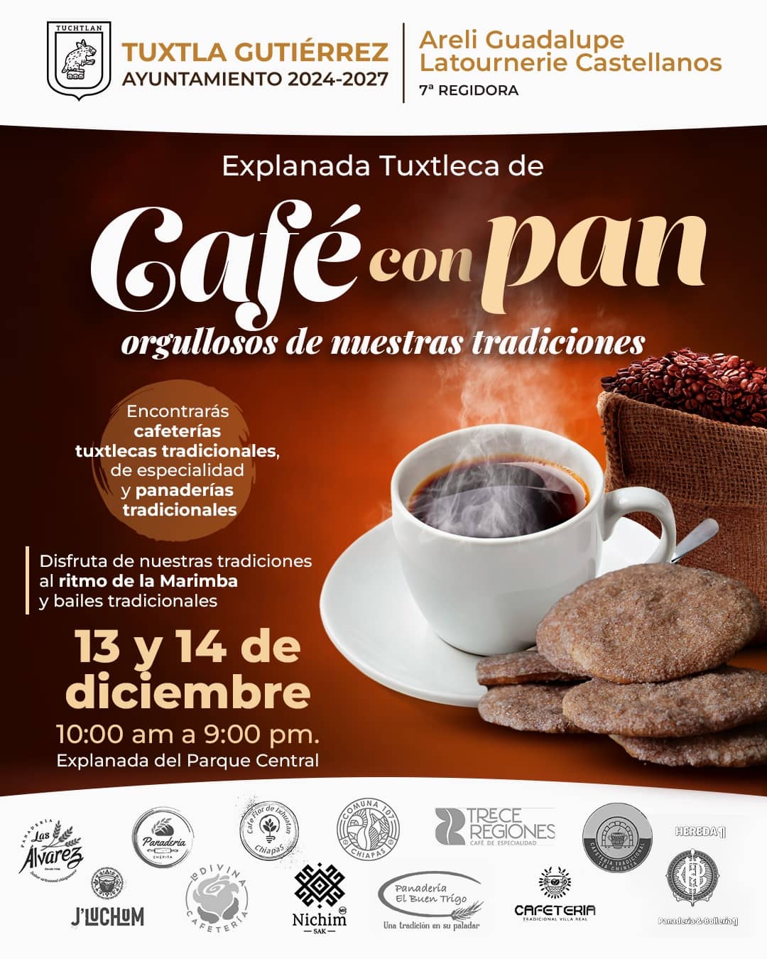 Invita Ayuntamiento a la Explanada Tuxtleca de Café con Pan