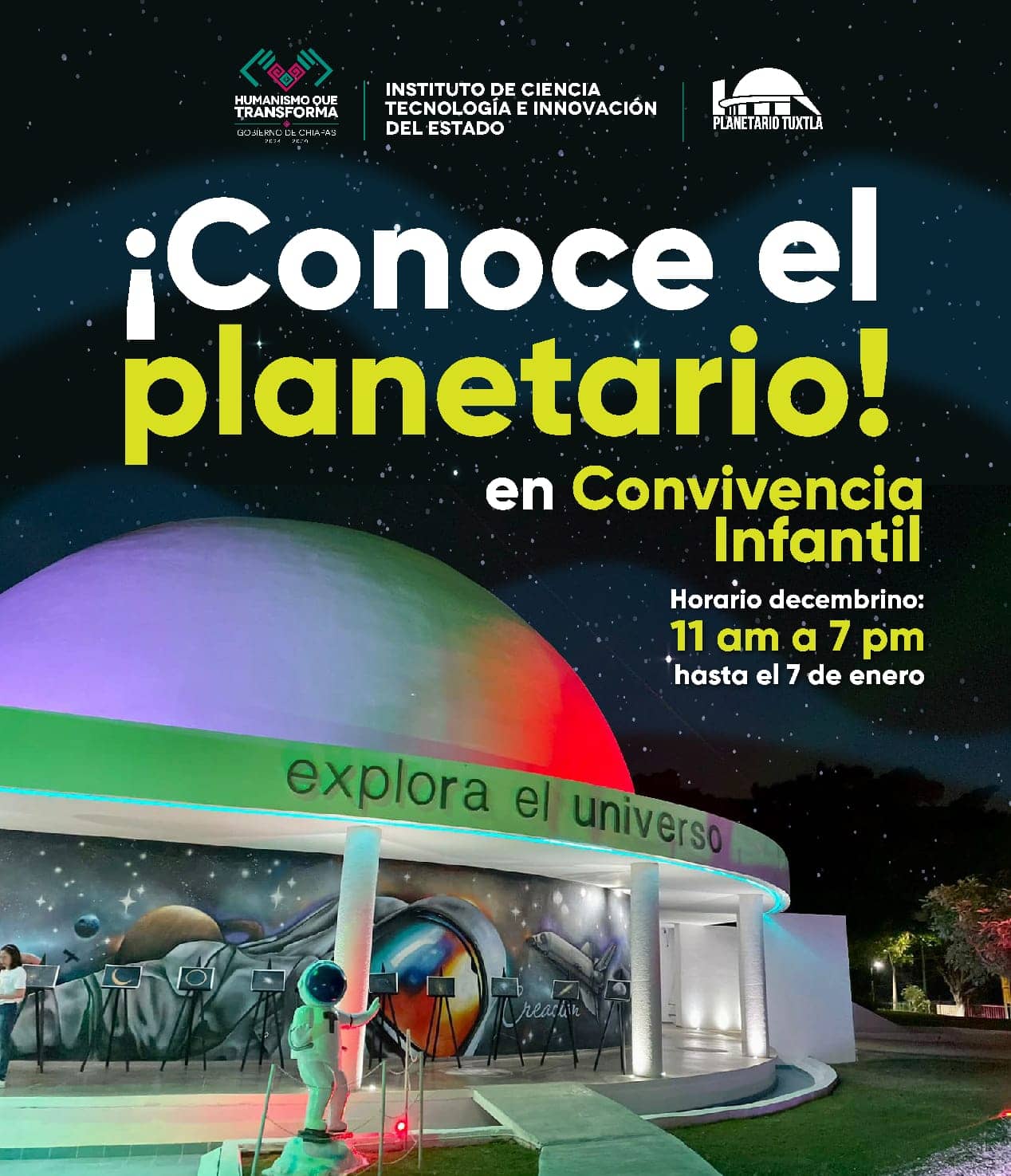 Esta temporada, vive la magia de la ciencia y la Navidad en el MUCh y Planetario Tuxtla