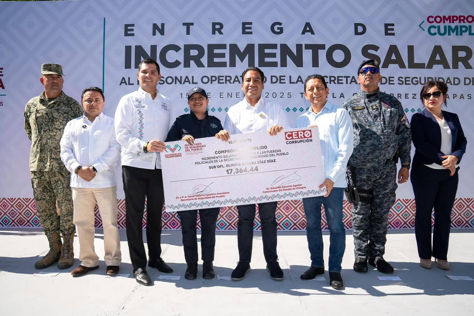 Constata Eduardo Ramírez incremento salarial a policías y reafirma compromiso con la seguridad de Chiapas