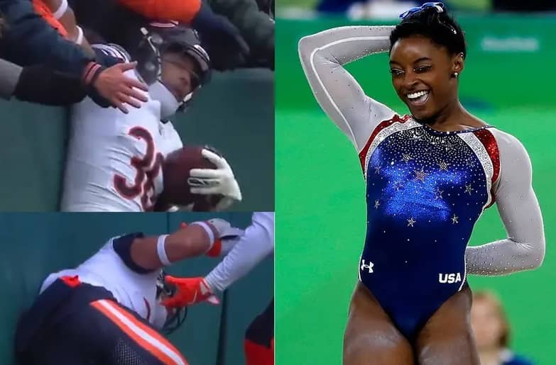 Jonathan Owens, esposo de Simone Biles, hace ridículo al tratar de saltar