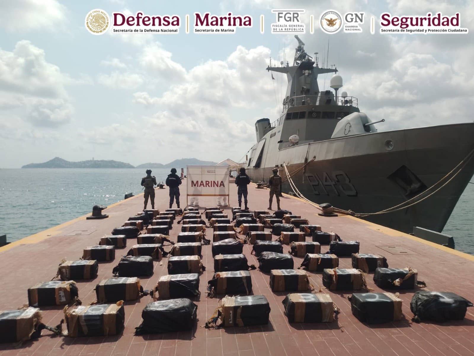 Interceptan más de 380 millones de pesos en cocaína tras patrullajes marítimos en Guerrero