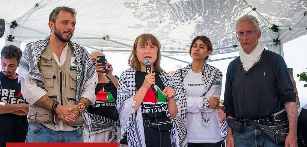 Greta Thunberg se une a la Flotilla de la Libertad rumbo a Gaza para romper el bloqueo de Israel