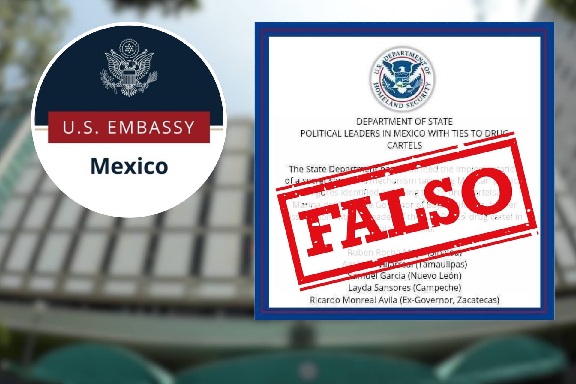 Embajada de EU en México desmiente lista de políticos mexicanos ligados al narco; "es información falsa"