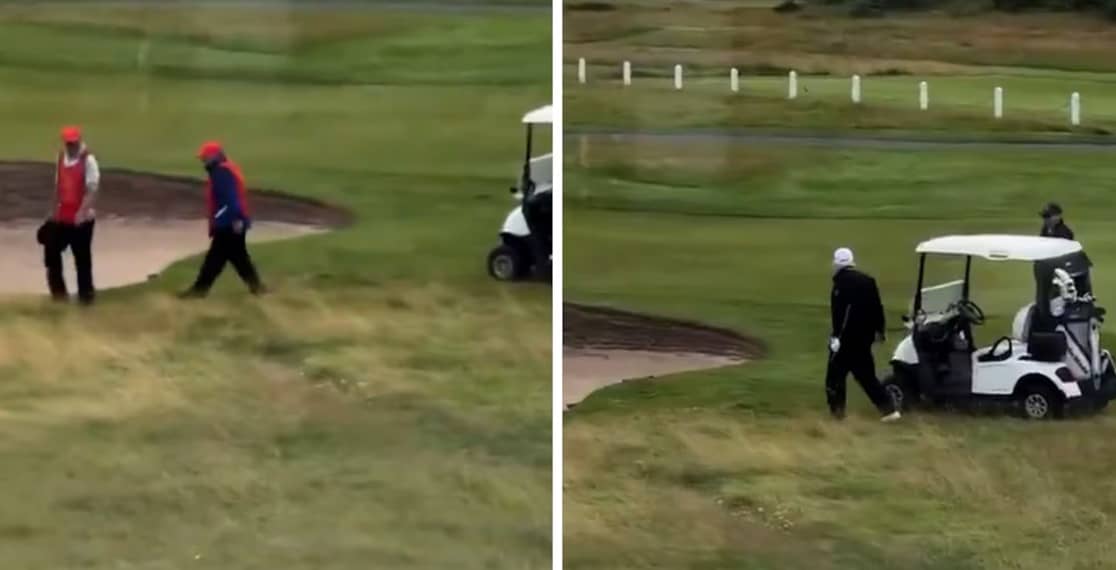 Donald Trump, bajo sospecha por posible trampa jugando al golf en Escocia; es criticado en redes