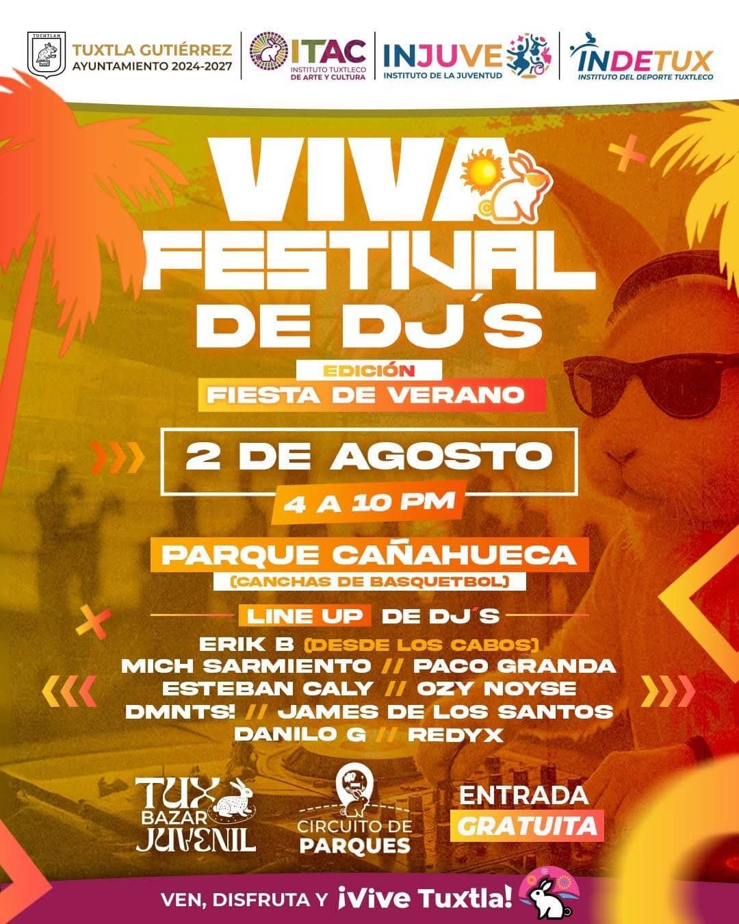 Invita Ayuntamiento de Tuxtla al “Viva Festival de DJ's: ¡Fiesta de Verano!”