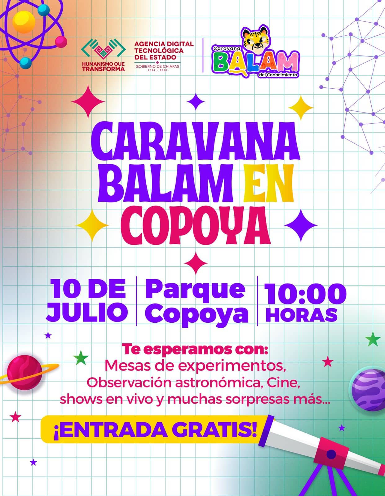 Caravana de ciencia y tecnología “Balam” llega a Copoya; una aventura gratuita para toda la familia