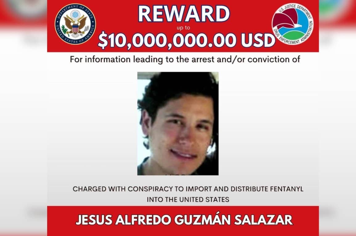 ICE recuerda que hay una recompensa de 10 mdd por el “Chapito” Jesús Alfredo Guzmán Salazar