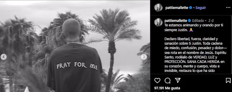 La madre de Justin Bieber pide por su salud en una emotiva publicación de Instagram