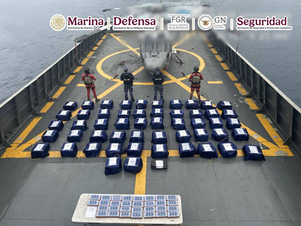 Marina da nuevo “golpe” millonario en altamar: incauta más de tonelada y media de cocaína en costas de Guerrero