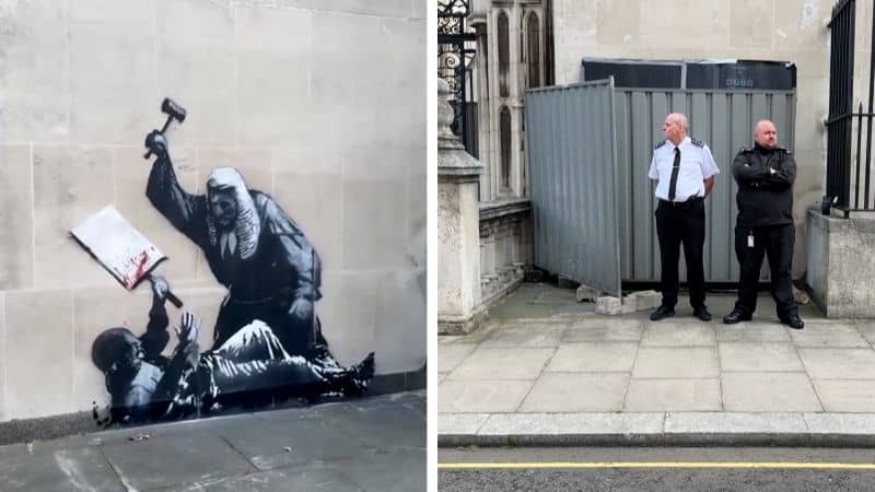 Así es la última obra de Banksy que apareció en la Corte Suprema de Inglaterra y que ordenaron ocultar