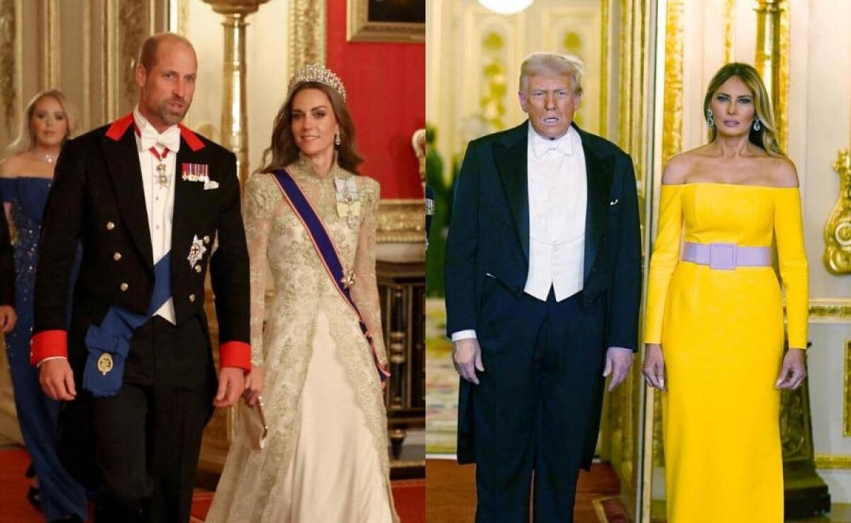 Melania Trump causa revuelo en Reino Unido: rompe protocolo real con arriesgado escote
