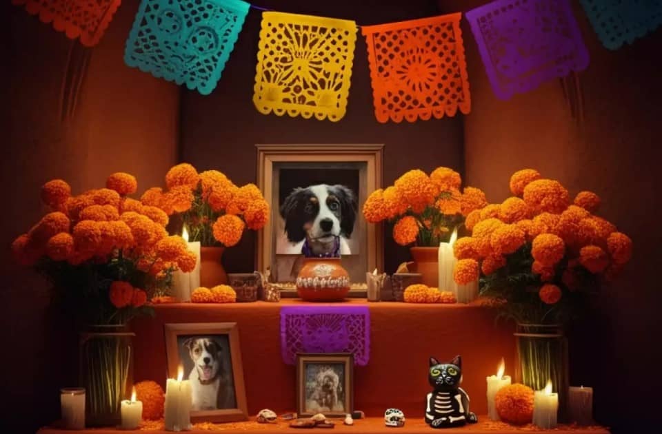 ¿Cuándo se coloca la ofrenda para las mascotas y qué elementos debe llevar, según la tradición mexicana?