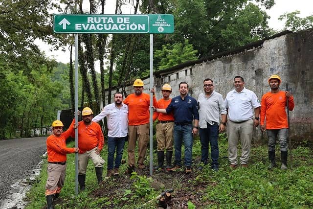 Instalan señalamientos en 13 rutas de evacuación del volcán Chichonal