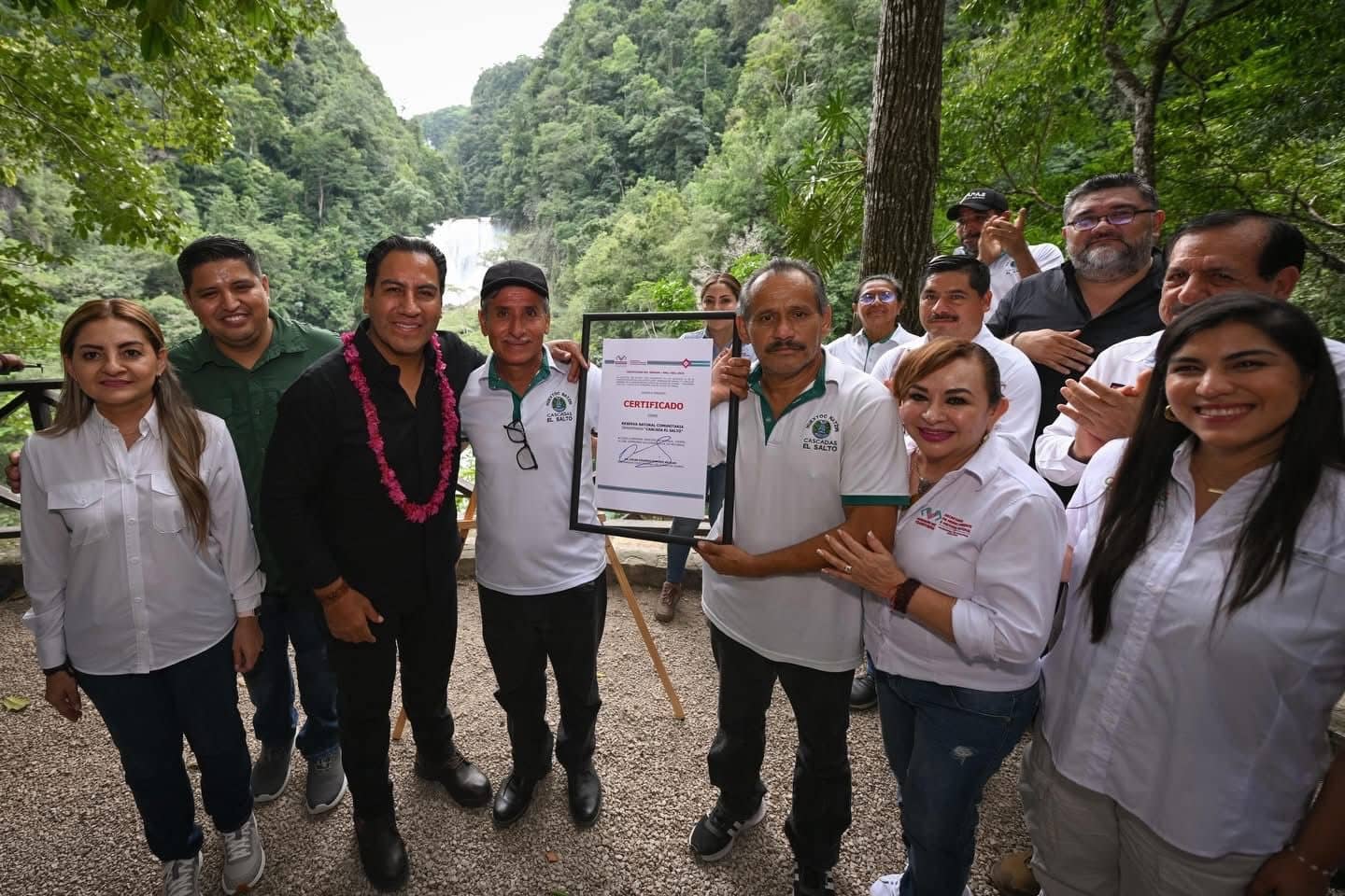 En Palenque, Eduardo Ramírez encabeza Declaratoria de Reserva Natural Comunitaria Cascada El Salto