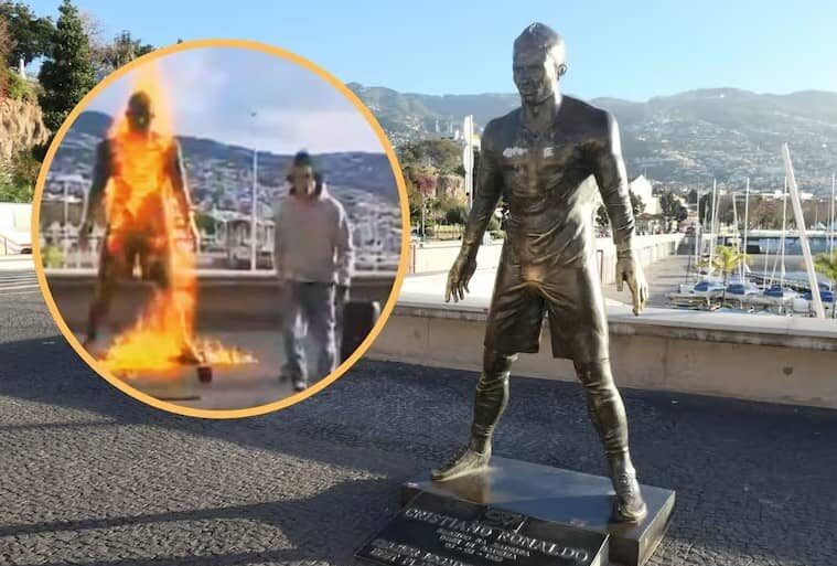 Joven incendió la estatua de Cristiano Ronaldo: ‘la advertencia final de Dios’