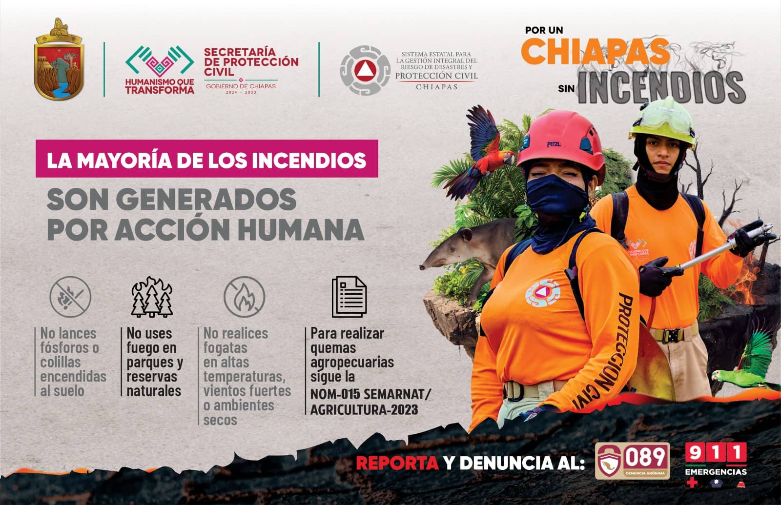 Protección Civil pone en marcha campaña "Por un Chiapas sin Incendios"