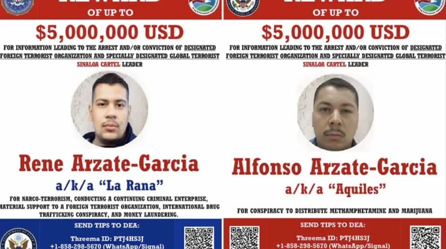 Estados Unidos ofrece 10 millones de dólares por captura de capos en Tijuana