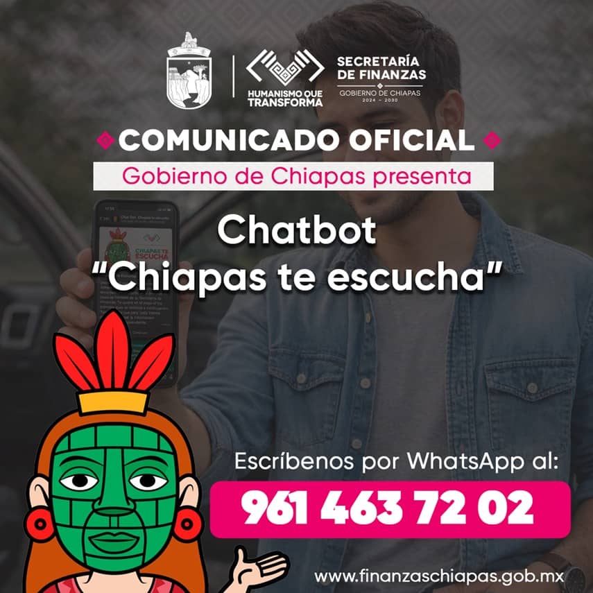 Gobierno de Chiapas presenta Chatbot "Chiapas te escucha"; elimina filas y blinda las finanzas públicas