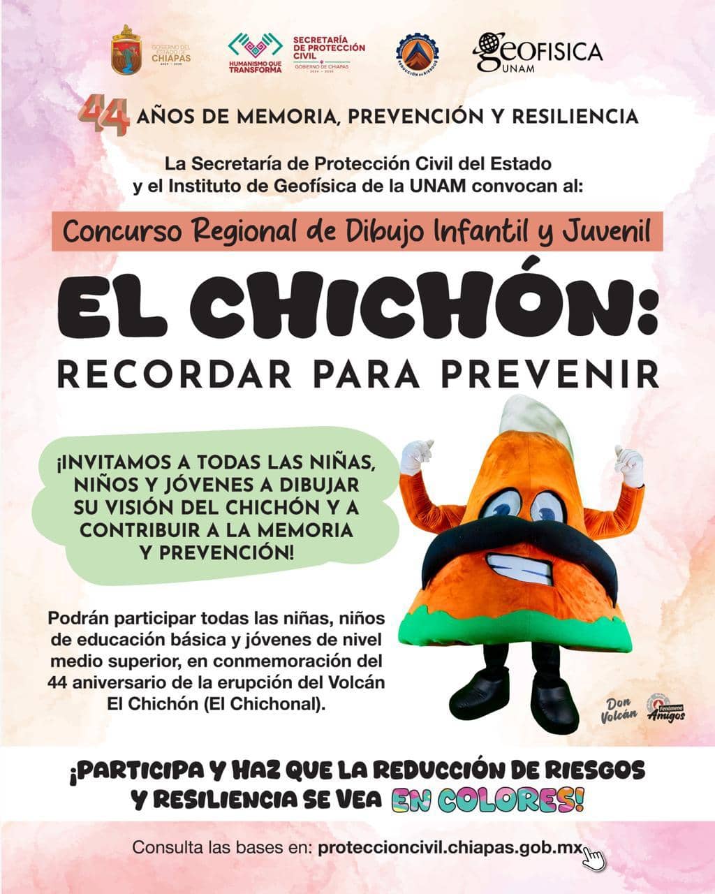 Convoca Protección Civil al Concurso Regional de Dibujo Infantil y Juvenil “El Chichón: Recordar para prevenir”
