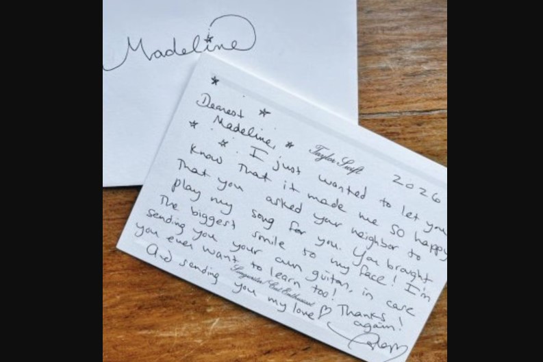 Una niña lanzó un avión de papel a su vecino y terminó recibiendo un regalo de Taylor Swift
