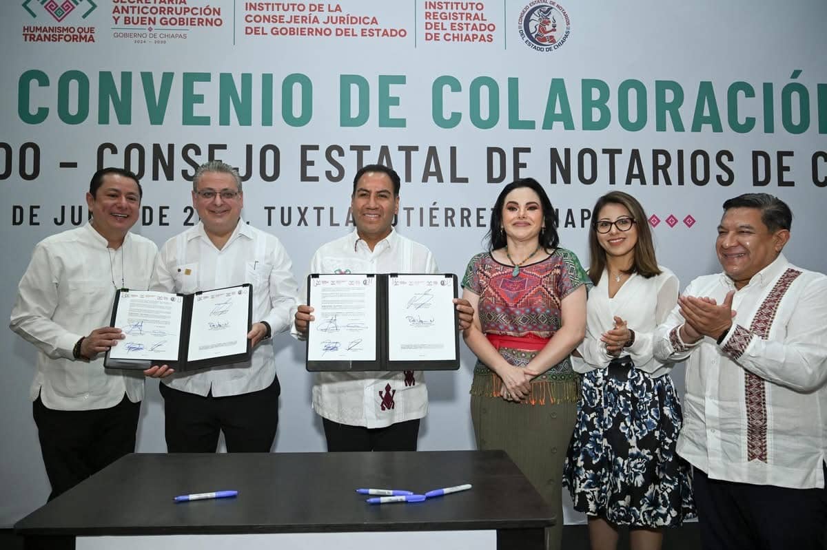 Eduardo Ramírez fortalece la certeza jurídica en Chiapas con convenio entre el Gobierno del Estado y notariado