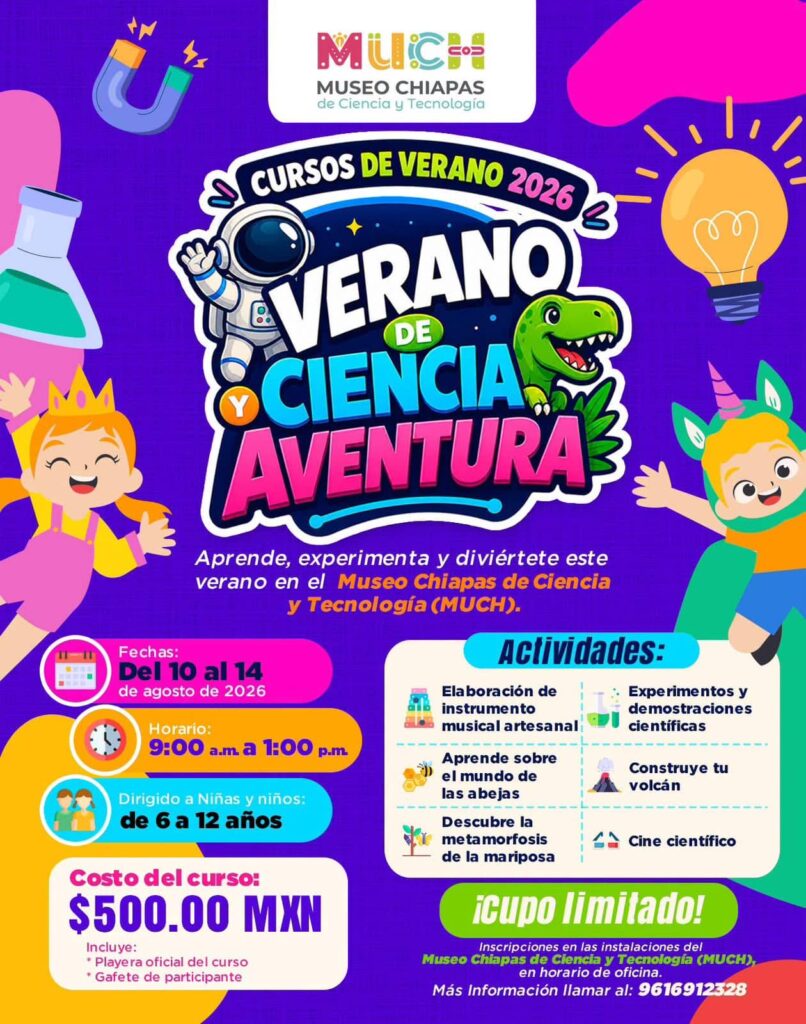 Aditech invita a niñas y niños a vivir un verano lleno de ciencia y tecnología en el MUCH y el Planetario Tuxtla