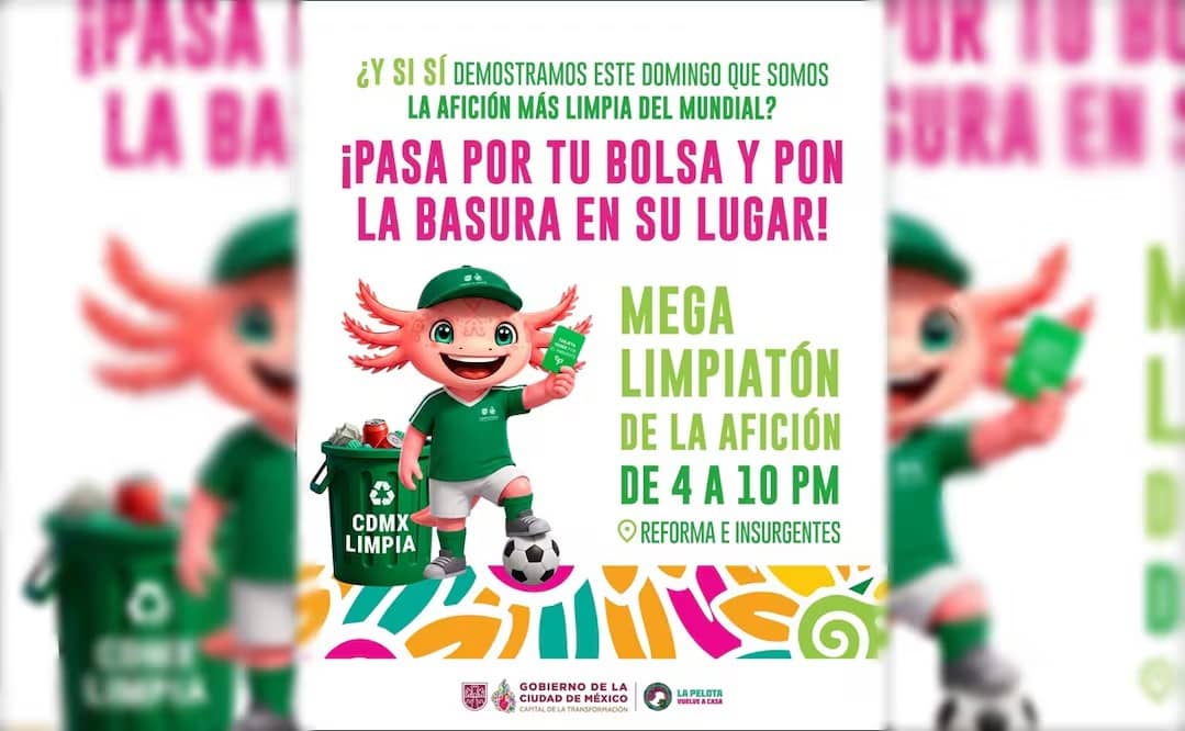 Piden a aficionados mantener limpio Paseo de la Reforma ante festejos por partido México vs Inglaterra; entregarán bolsas de basura a la ciudadanía