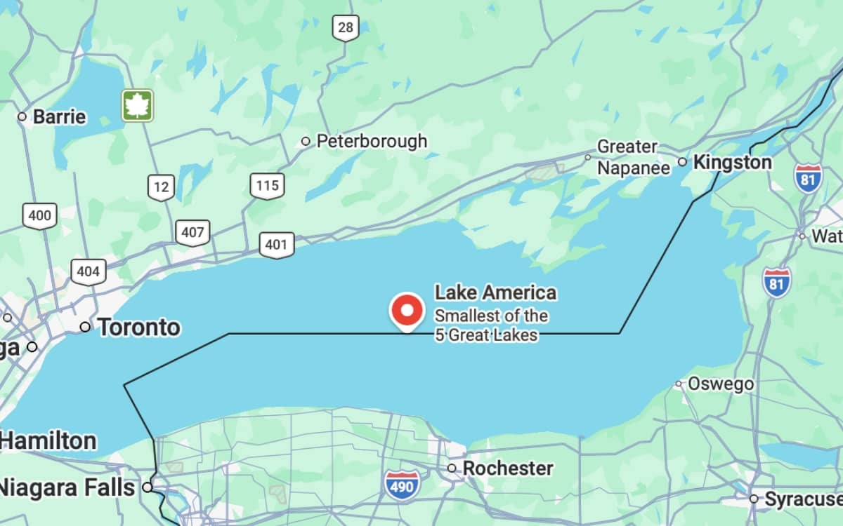 Google Maps cambia nombre de Lago Ontario a ‘Lago América’
