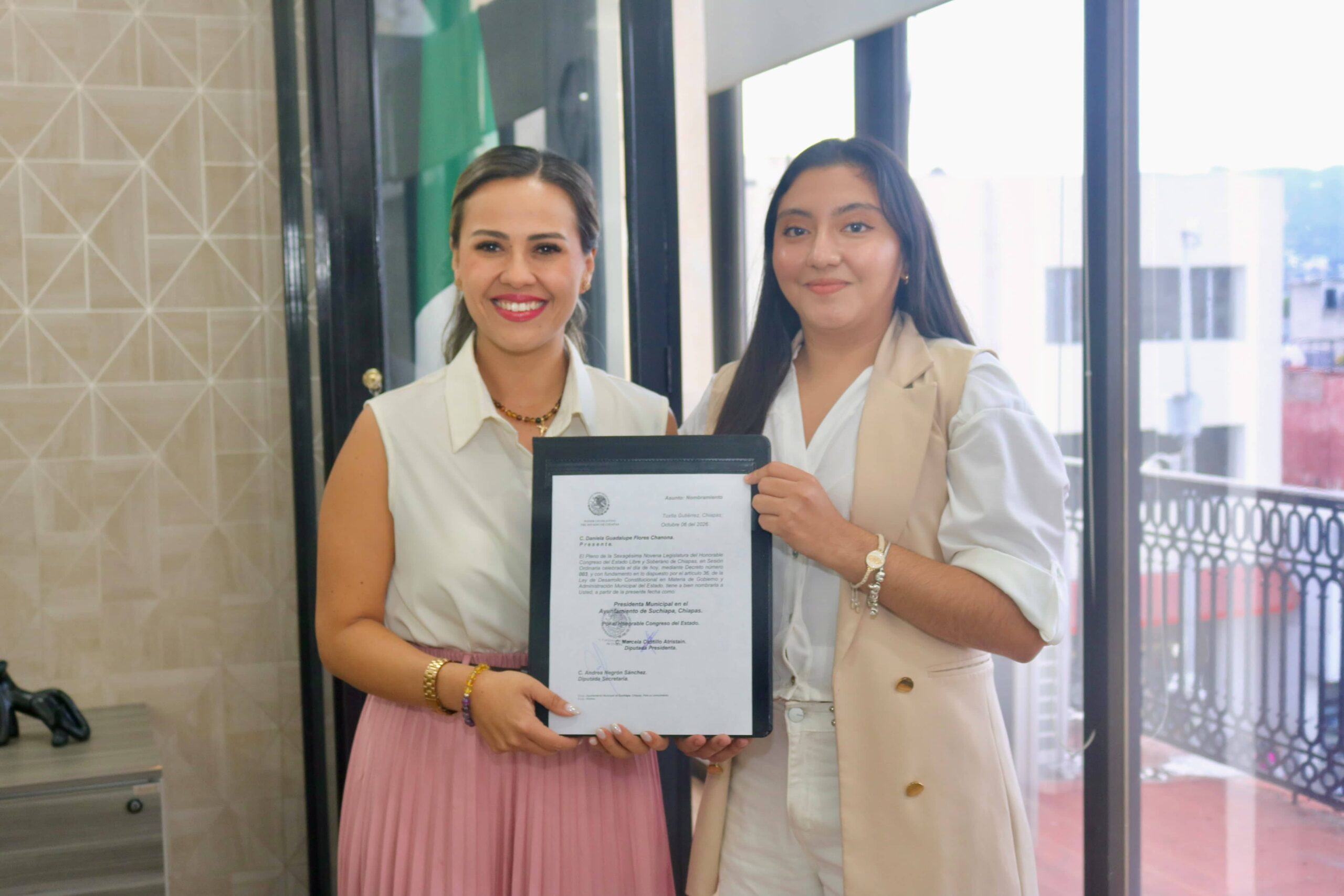 Nombra el Congreso a Daniela Guadalupe Flores Chanona, como presidenta municipal de Suchiapa